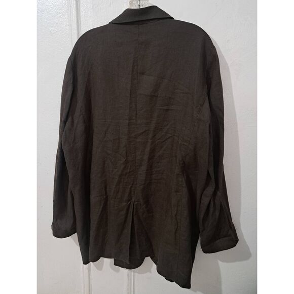 Vivid womens size 1XL dark brown 100% linen blazer jacket lagenlook minimalist - Picture 6 of 8